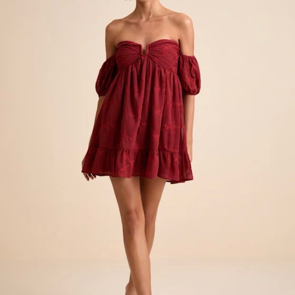 Lulu's Strapless Burgundy Dress
